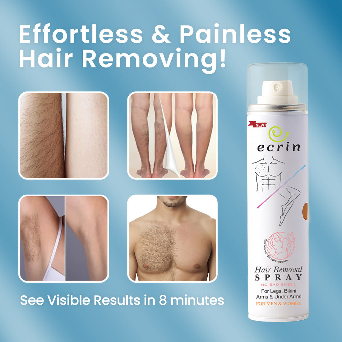 New Ecrin Hair Removal Foaming Spray (200ml) (Pack of 2)