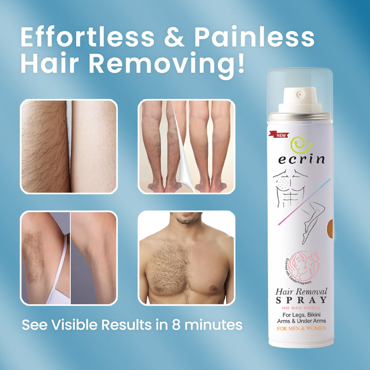 New Ecrin Hair Removal Foaming Spray (200ml) (Pack of 2)