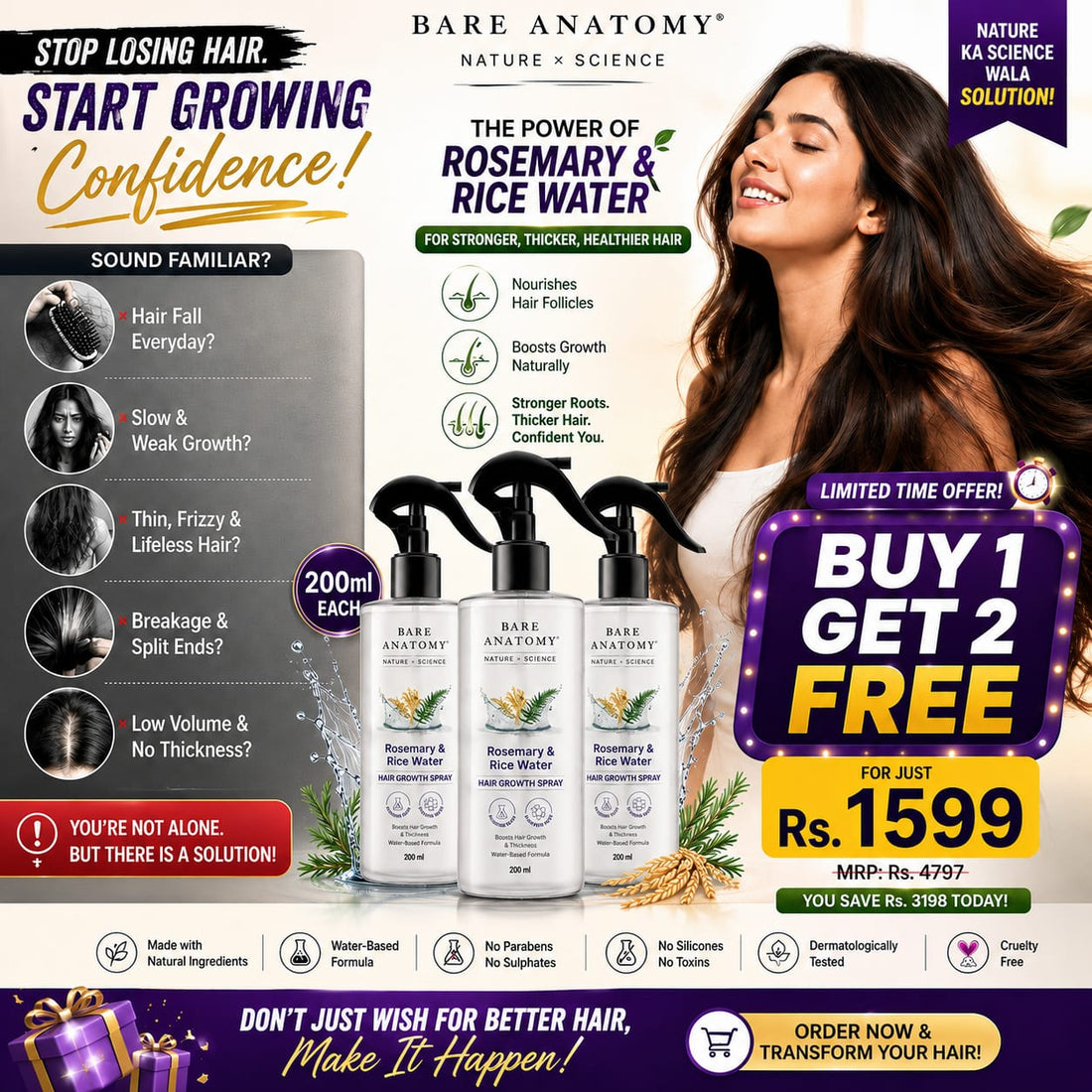 Rosemary and Rice Water Spray Buy 1 Get 2 Free | Buy Now