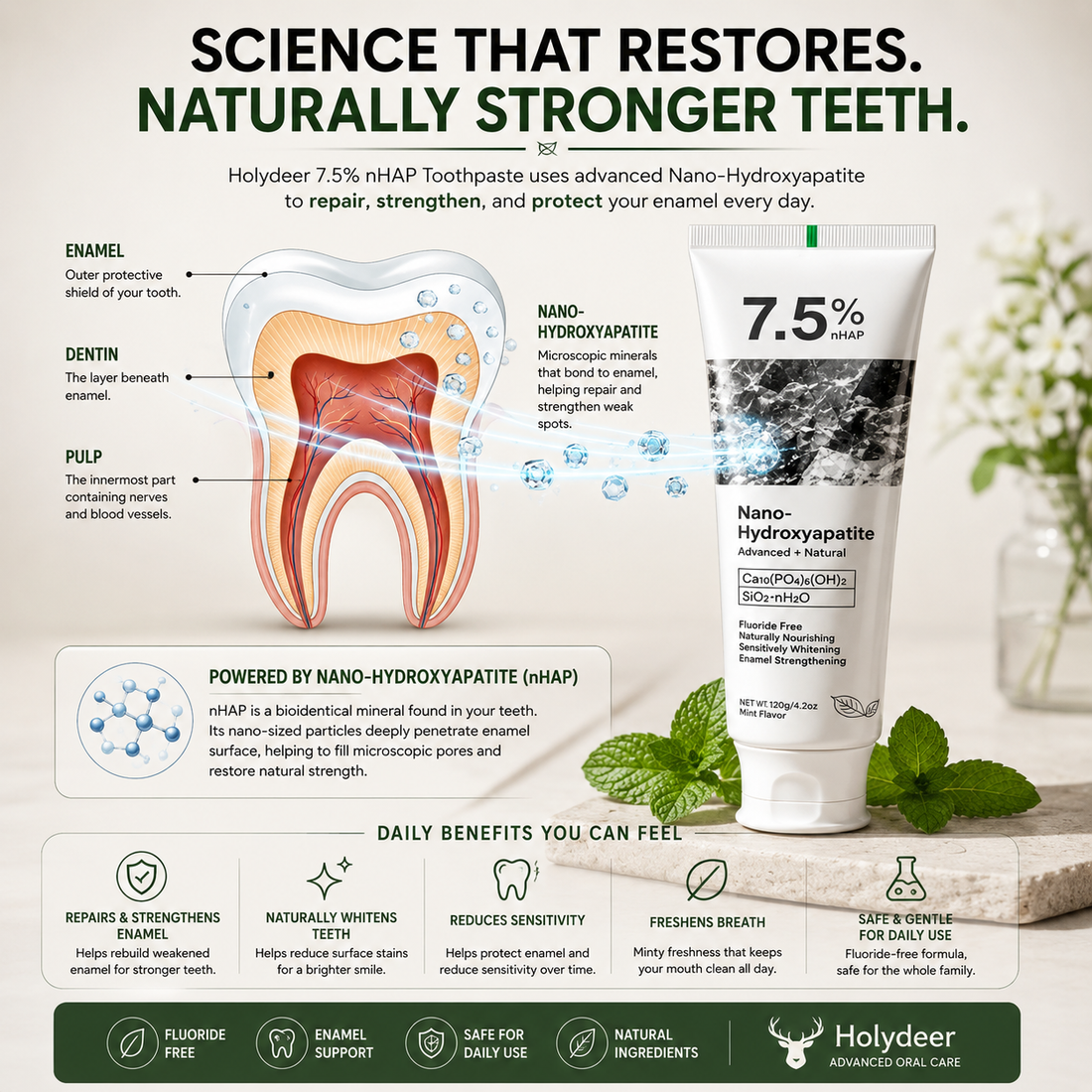 Holydeer Nano Hydroxyapatite Toothpaste Pack of 1