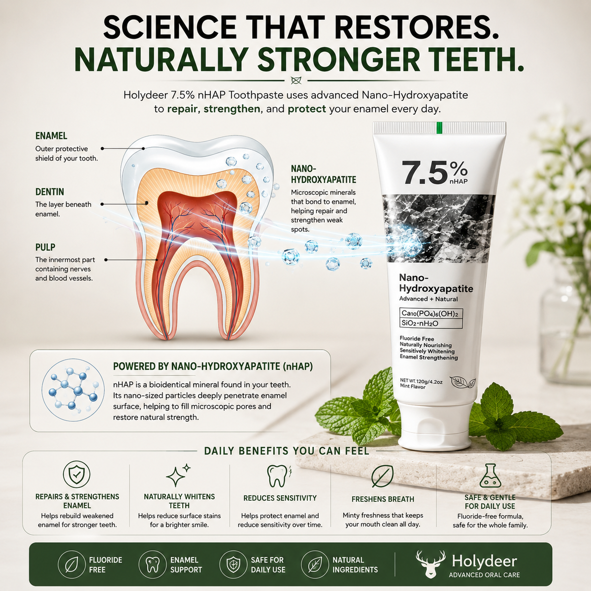 Holydeer Nano Hydroxyapatite Toothpaste Pack of 1